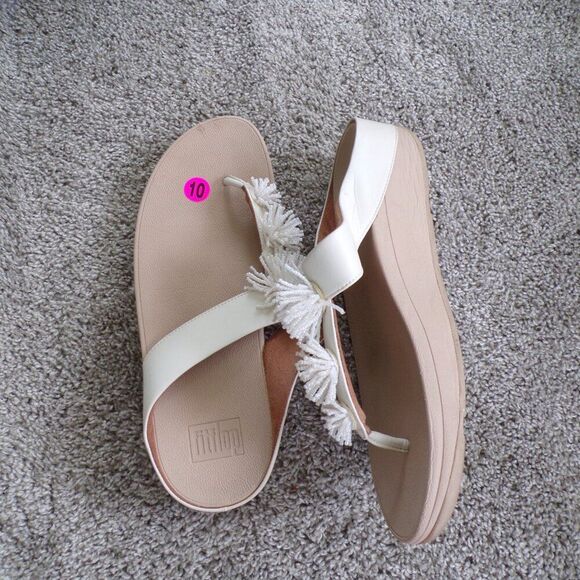 FitFlop white beaded platform sandals 10 - Picture 3 of 10